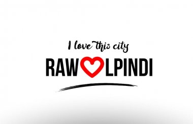 Rawalpindi şehir adını seviyorum kalp ziyaret turizm logo simge tasarım