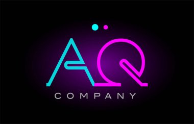 Neon ışıkları alfabe aq q harfi logo simge kombinasyon tasarım