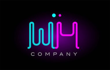 Neon ışıkları alfabe wh w s harfi logo simge kombinasyon tasarım