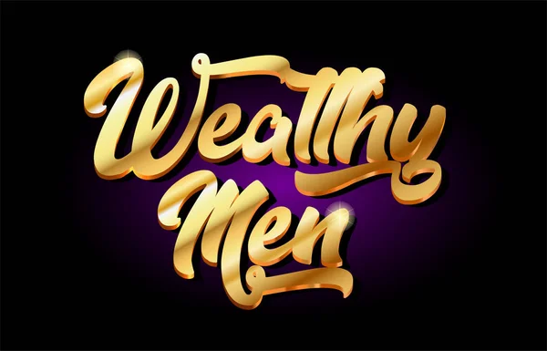 Rijke mannen 3d goud gouden tekst metalen logo pictogram ontwerp handwritt — Stockvector