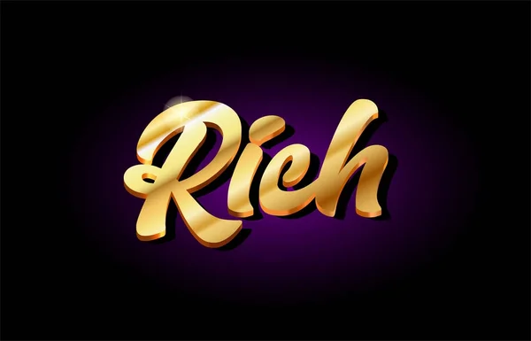 Rico 3d ouro dourado texto metal logotipo ícone design manuscrito typo —  Vetores de Stock