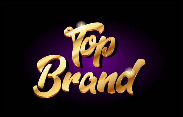 Legnépszerűbb márka 3d arany arany szöveg fém logo ikonra design kézzel — Stock Vector
