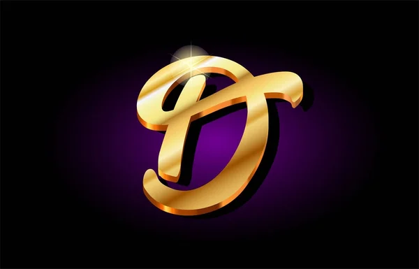 D Alfabe harf altın 3d logo simge tasarım — Stok Vektör