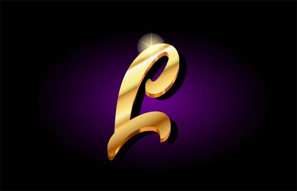 L Alfabe harf altın 3d logo simge tasarım — Stok Vektör
