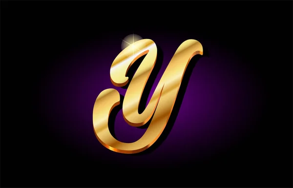 Y Alfabe harf altın 3d logo simge tasarım — Stok Vektör