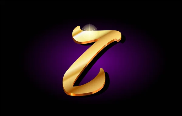 Z alfabet litery Złote logo 3d ikona designu — Wektor stockowy
