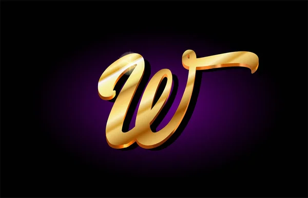W ábécé levél arany 3d logo ikonra design — Stock Vector