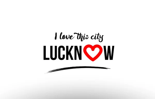 Lucknow nome della città amore cuore visita turismo logo icona design — Vettoriale Stock