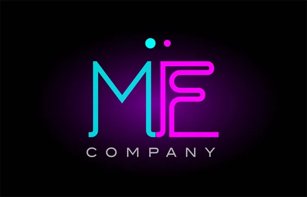 Neon lights alphabet me m e letter logo icon combination design — Stock Vector