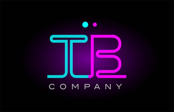 Neon luci alfabeto tb t b lettera logo icona combinazione design — Vettoriale Stock