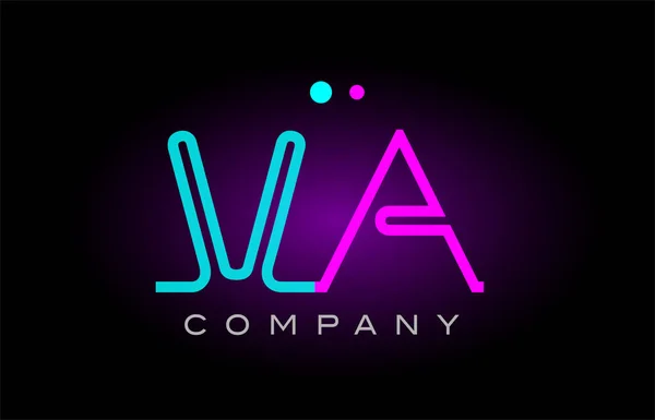Neon lights alphabet va v a letter logo icon combination design — Stock Vector