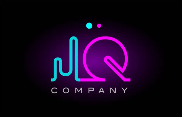 Neon lights alphabet jq j q letter logo icon combination design — Stock Vector
