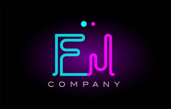 Neon lights alphabet fj f j letter logo icon combination design — Stock Vector