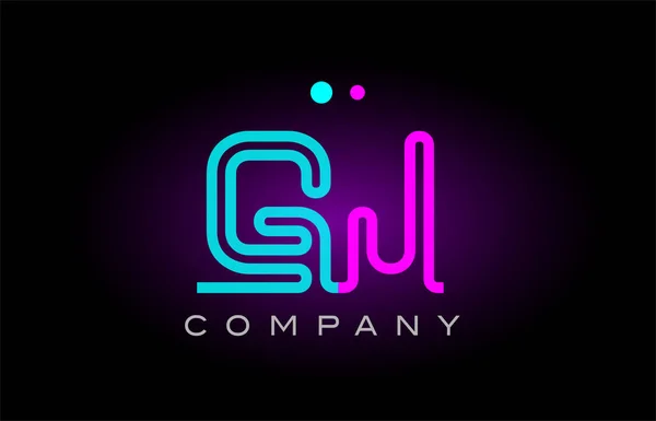 Neon ışıkları alfabe gj g j harfi logo simge kombinasyon tasarım — Stok Vektör