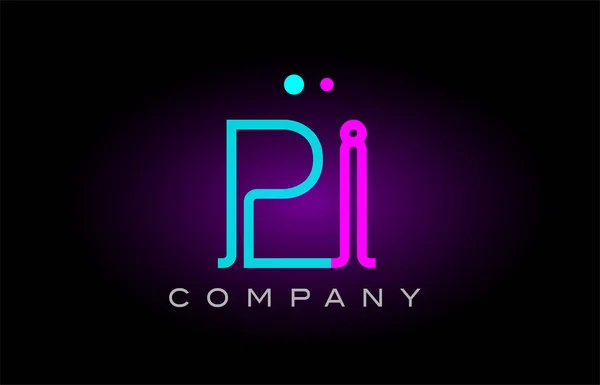 Neon verlichting alfabet pi p ik brief logo pictogram combinatie ontwerpen — Stockvector