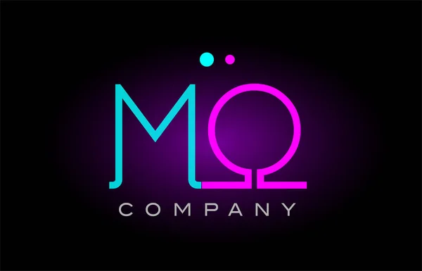 Neon lights alphabet mo m o letter logo icon combination design — Stock Vector