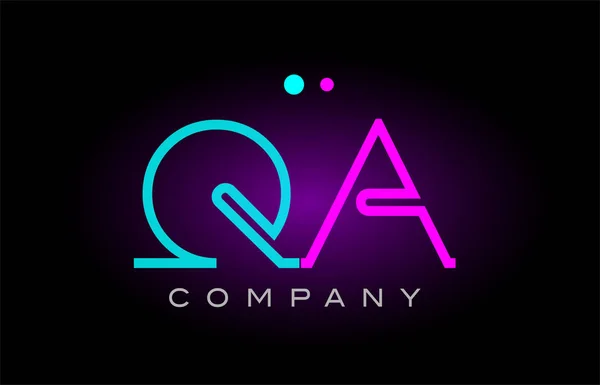 Neon lights alphabet qa q a letter logo icon combination design — Stock Vector