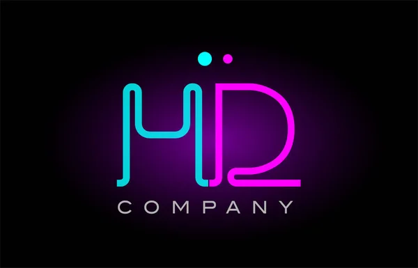 Luzes de néon alfabeto hd h d letra logotipo ícone combinação design — Vetor de Stock