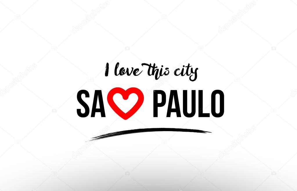 sao paulo city name love heart visit tourism logo icon design