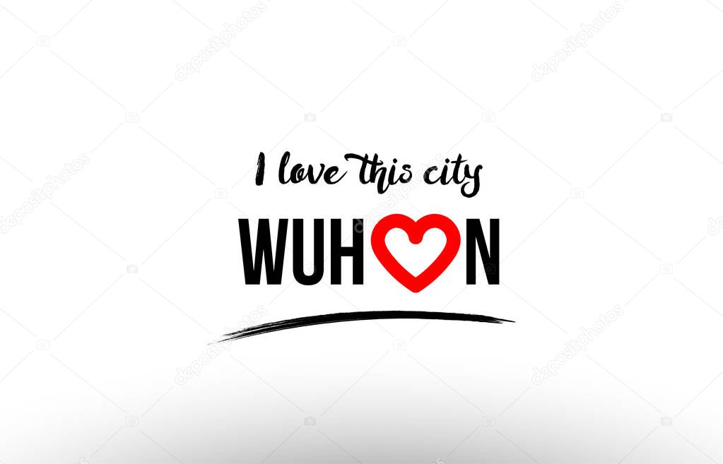 wuhan city name love heart visit tourism logo icon design