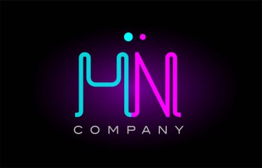 Neon ışıkları alfabe hn s n harfi logo simge kombinasyon tasarım