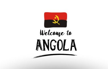 Angola ülke bayrağı logo kartı afiş tasarım poster için hoş geldiniz