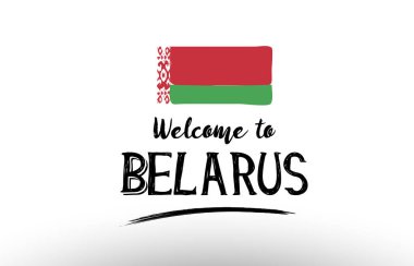 Beyaz Rusya ülke bayrağı logo kartı afiş tasarım poster için hoş geldiniz
