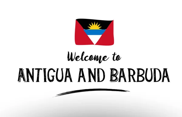 Welcome to antigua and barbuda country flag logo card banner des — Stock Vector