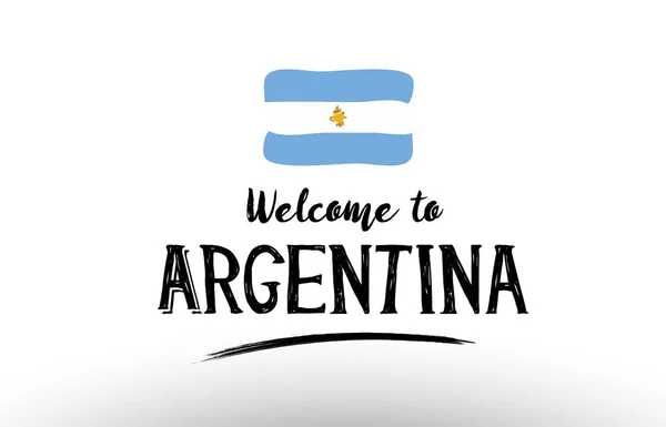 Welkom bij Argentinië land vlag logo kaart banner ontwerp poster — Stockvector