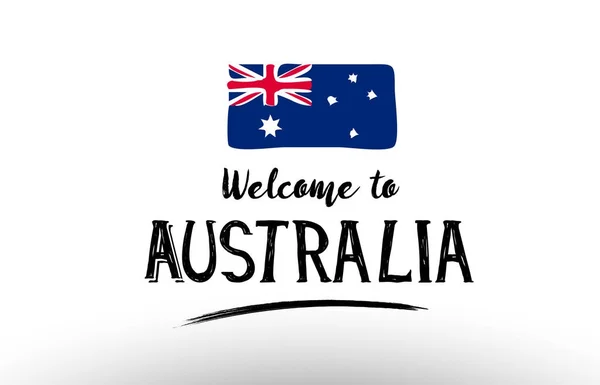 欢迎来到澳大利亚国旗标志牌横幅设计海报 — 图库矢量图片