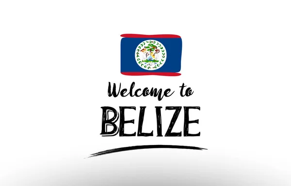 Belize ülke bayrağı logo kartı afiş tasarım poster için hoş geldiniz — Stok Vektör