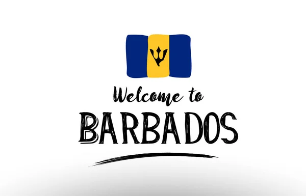 Welcome to barbados country flag logo card banner design poster — Stock Vector