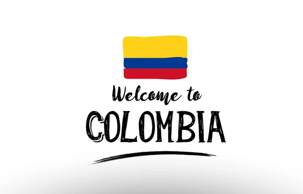 Ласкаво просимо до плаката дизайну логотипу колумбійського прапора — стоковий вектор