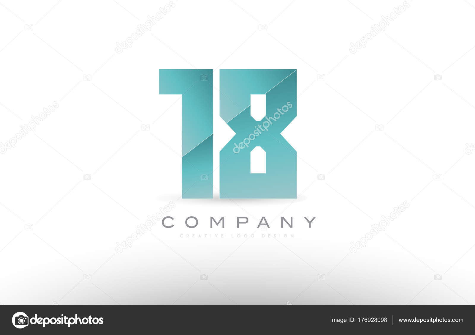18 Number Numeral Digit Green Logo Icon Design Stock Vector