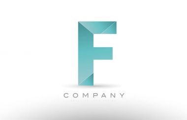 f Alfabe harf yeşil logo simge tasarım