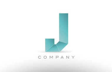 j Alfabe harf yeşil logo simge tasarım