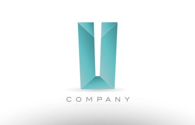 v Alfabe harf yeşil logo simge tasarım