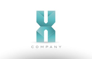 Alfabe harf yeşil logo simge tasarım x
