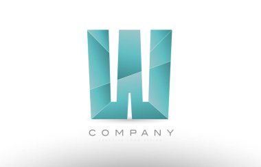 w Alfabe harf yeşil logo simge tasarım