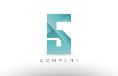 5 5 numara sayısal basamak yeşil logo simge tasarım