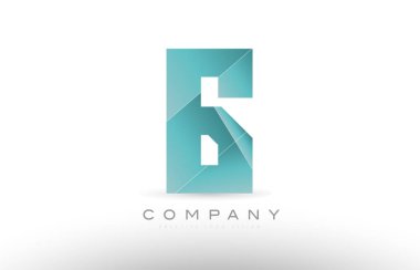 6 6 numara sayısal basamak yeşil logo simge tasarım