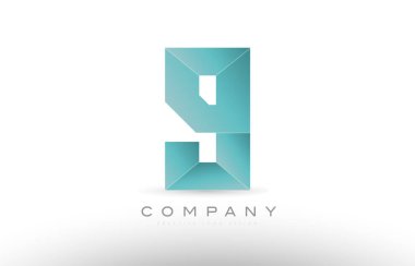 9 dokuz numara sayısal basamak yeşil logo simge tasarım