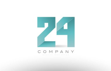 24 numara sayısal basamak yeşil logo simge tasarım