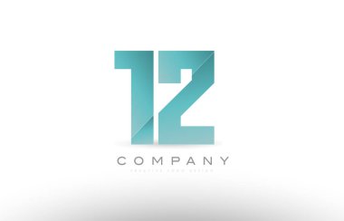 12 on iki numara sayısal basamak yeşil logo simge tasarım