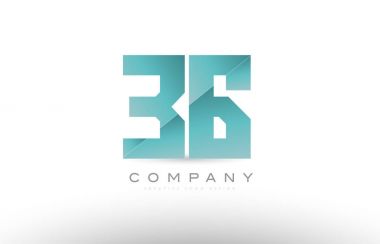 36 numara sayısal basamak yeşil logo simge tasarım
