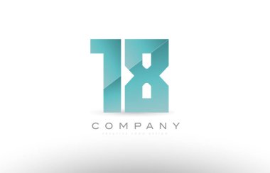 sayısal basamak yeşil logo simge tasarım 18 numara