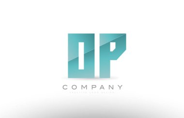 op o p Alfabe harf yeşil logo simge tasarım