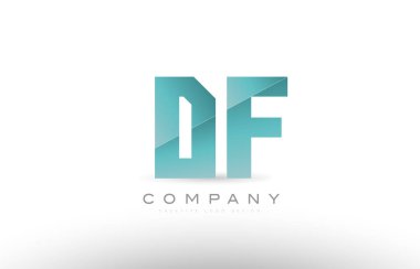 DF d f Alfabe harf yeşil logo simge tasarım