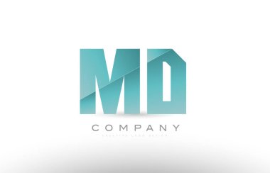 MD m d Alfabe harf yeşil logo simge tasarım