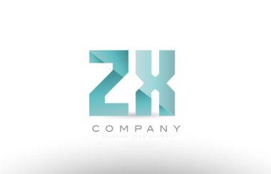ZX z Alfabe harf yeşil logo simge tasarım x